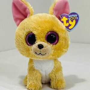 Ty Beanie Boo's 7" NACHO Chihuahua 2011 2nd Gen Large Pink Eyes Purple Tag MWMT